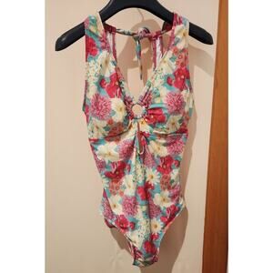 Perla Negra One Piece Swimwear Flower Pattern Women's Size XL/EG
